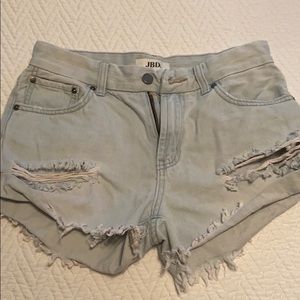 Just black denim shorts